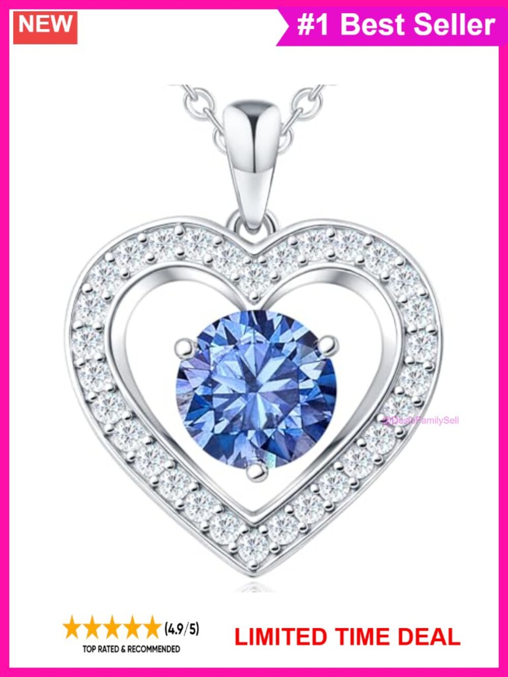 Moissanite Heart Pendant Necklace 925 Silver Plated Gift for Wife Mom
